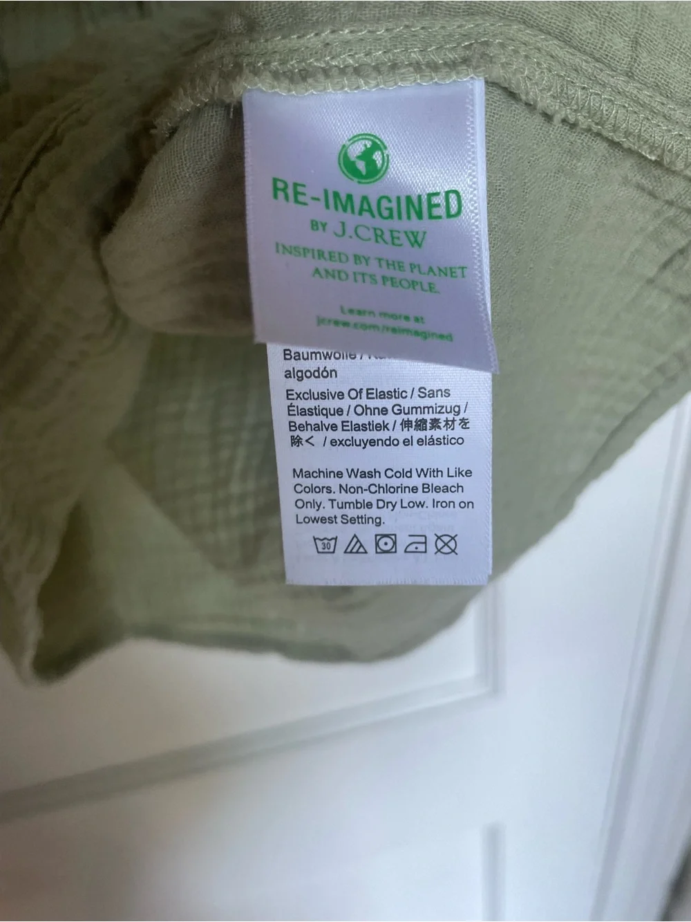 J. Crew Sage Green Muslin Smocked Square-Neck Puff Sleeve Top Sz Medium